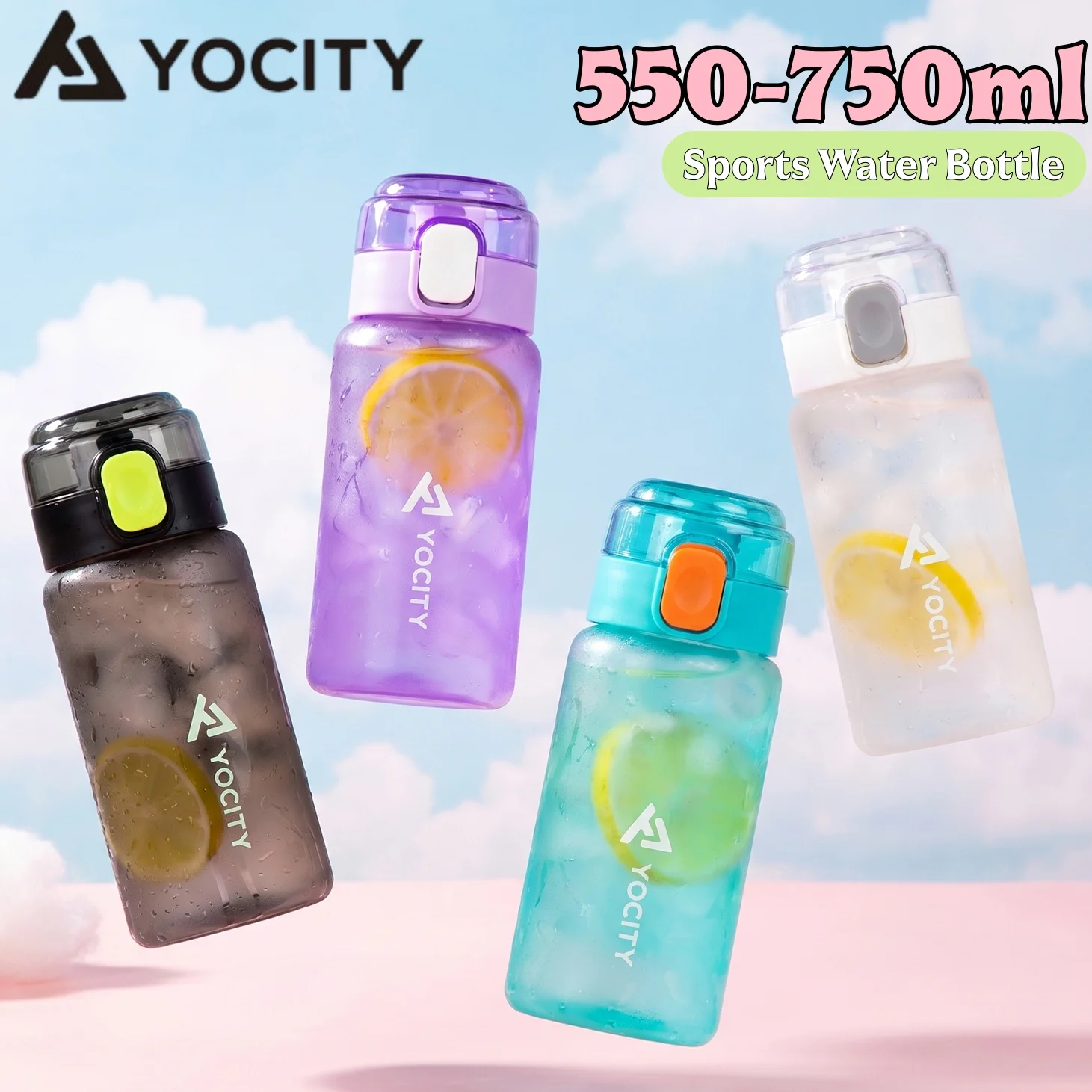 Portable Leak-Proof Tritan Sports Water Bottle with Time Marker for Fitness and Outdoor Activities