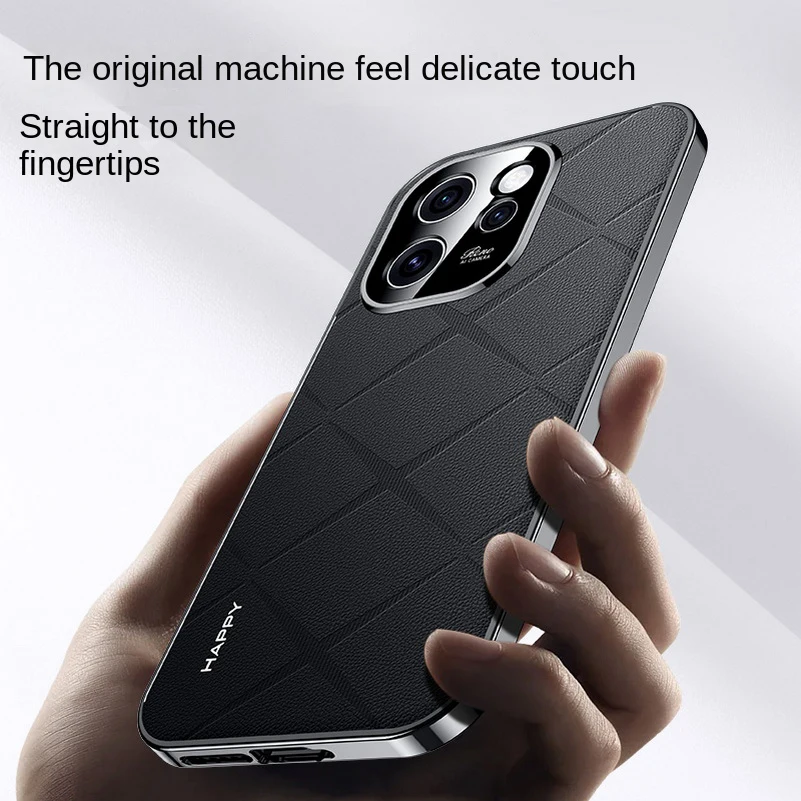 Luxury Leather Plating Frame Phone Case with Camera Protection and Shockproof Bumper