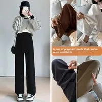 Realistic Maternity Pants Draped Slimming Straight Leg Cotton Spring Autumn Style Bell Bottoms For Pregnant Women 2