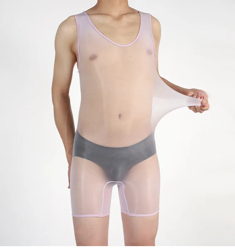 Men Sexy Oil Shiny Bodysuits Glossy Tank Rompers Male See Through Jumpsuits Gay High Stretchy Bodystocking Sex Lingerie body shaper,mens lingerie