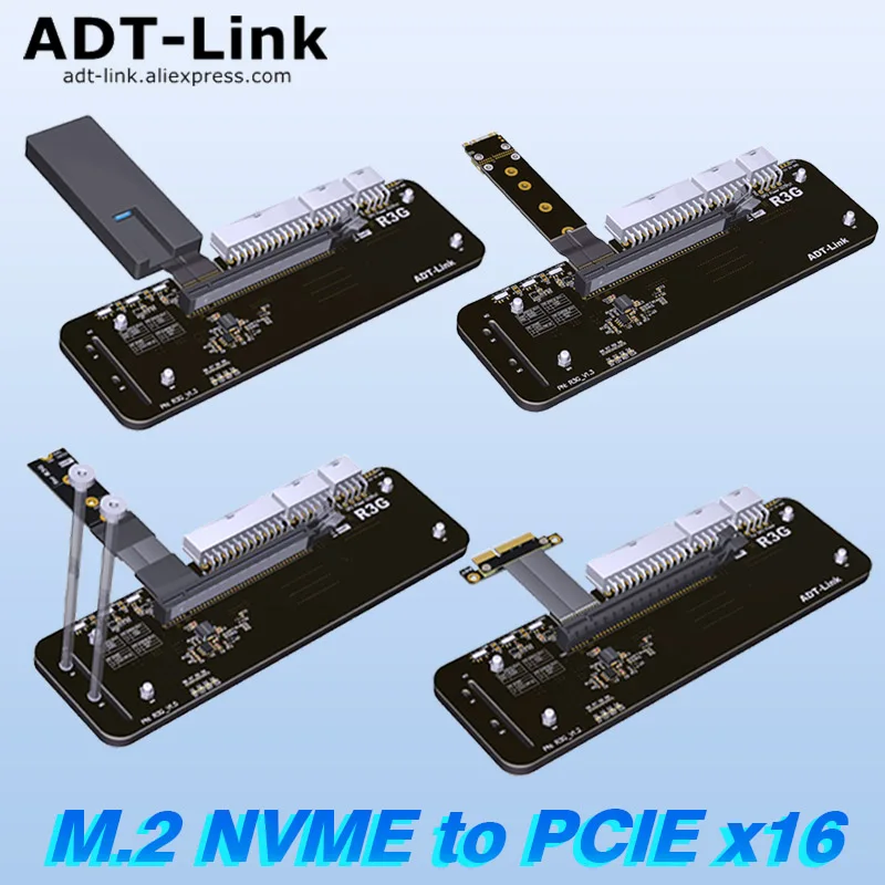 Adt R43sg 4.0 M.2 Nvme para Pcie 4.0 X16 Conector Pci-e 16x para M.2 m Chave Adaptador de Cabo de Extensão Egpu para Nuc Itx Stx Notebook pc