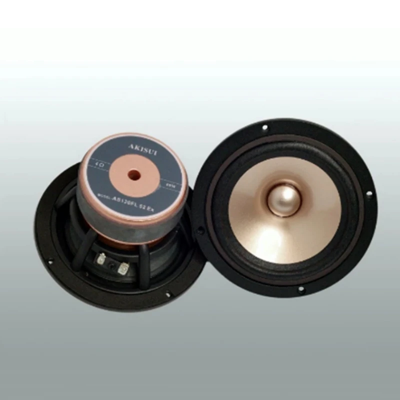 Original AKI-SUI AS120FL 5 Inch Full Frequency Speaker Driver Unit Casting Aluminum Frame Mixed Golden Paper Cone 4ohm 60W D152