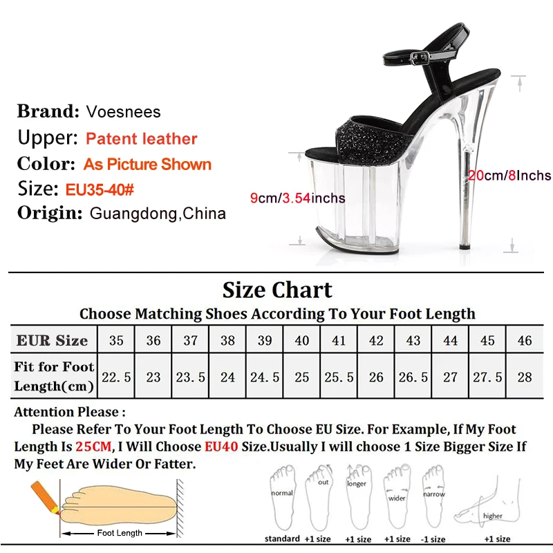Extreme high heel Model Sandals 2025 new Clear Heel Fashion Party Dress Shoes For Woman Glitter Sequin Summer 20CM High Heels