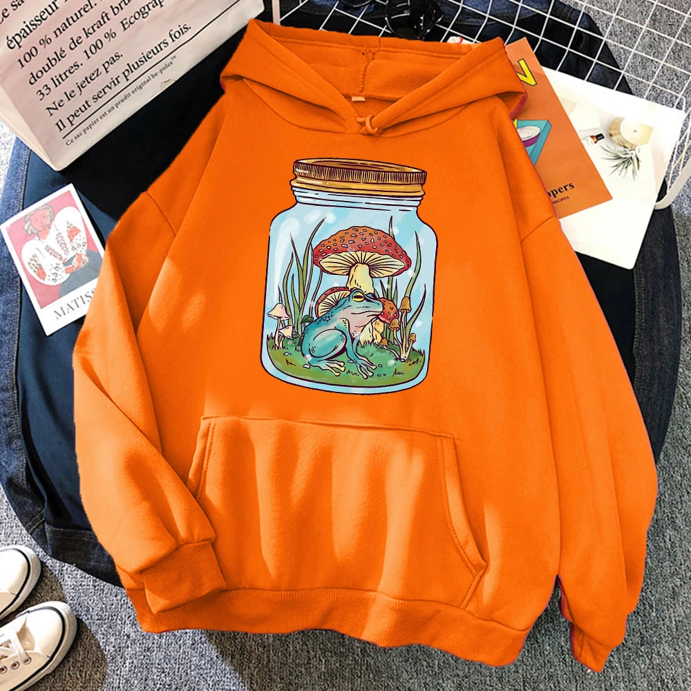 

Cute Featuring A Mushroom House And A Frog Hoodies Men Cartoon Fashion Pullovers Hoody Fleece Clothes Autumn Sweatshirt Male