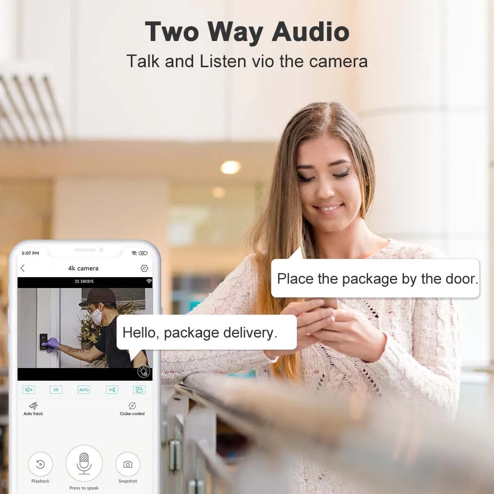 Caméra WiFi 5MP Sans Fil SmartCam - IP66 Extérieur, Vision Nocturne, Alarme TF