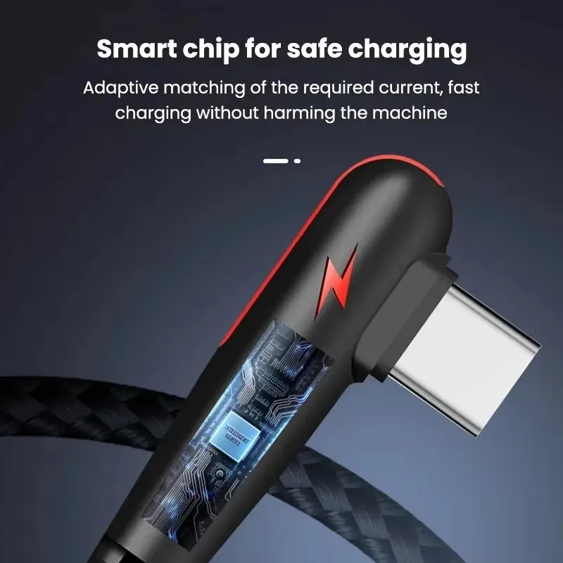 รูปสินค้า สายชาร์จ USB-C 90 องศา ชาร์จเร็ว ใช้ได้กับมือถือหลายรุ่น