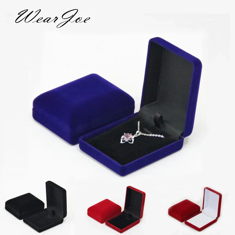 Pendant Necklace Chain Storage Package Gift Box Soft Black Blue/Red/Velvet Casket Long Earrings Jewelry Organizer Box jewelry box,jewelry storage box,jewelry case