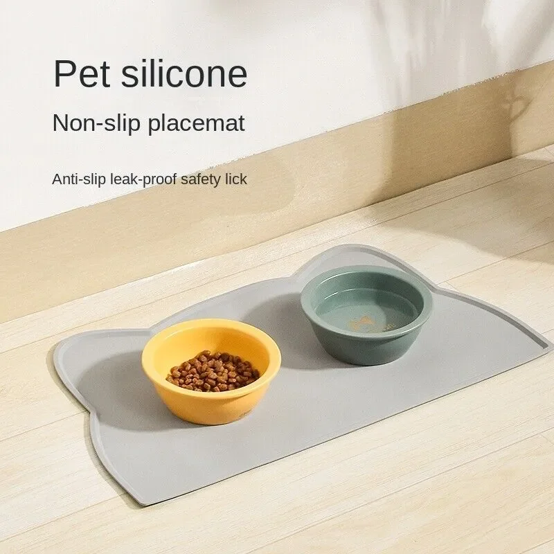 

Non-Slip Bowl Cats Pad For Pet Cushion Waterproof Dogs Silicone Portable Mats Pet Food Items Feeding Mat Leak-Proof