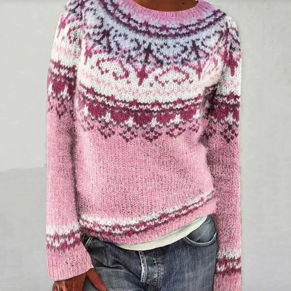 Women Knitted Sweaters Autumn Winter Patchwork Knitwear