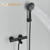 Senlesen Thermostatic Bathtub Faucet Matte Black Brass Wall Mounted Thermostatic Bathroom Shower Faucet Set  Para Shower System 1