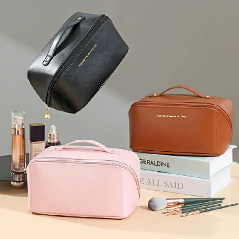 

Large-Capacity Travel Cosmetic Bag Portable PU Makeup Pouch Women Waterproof Bathroom Washbag Multifunctional Toiletry Kit