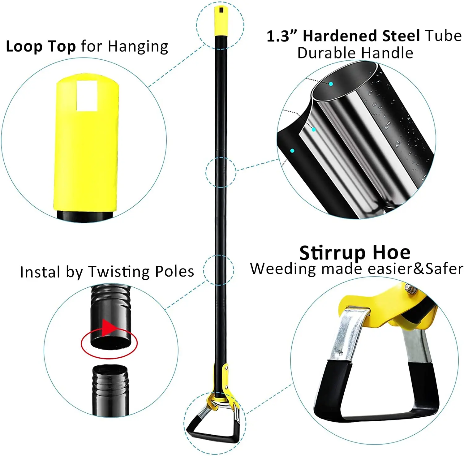 Garden Edger Weeder Soil Cultivator Hoe Long Handle Grass Flower Backyard Gardening Tool