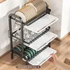 Heavy-Duty Steel Dish Drying Rack For Kitchen Cabinet Countertop Storage Organizer Space-Saving Tableware Accessory Holder 2