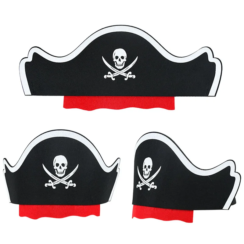 12Pcs Pirate Captain Hat Skull Print Eye Patch Children Adult Halloween Party Cosplay Costume Cap Decoration Props Kids Birthday