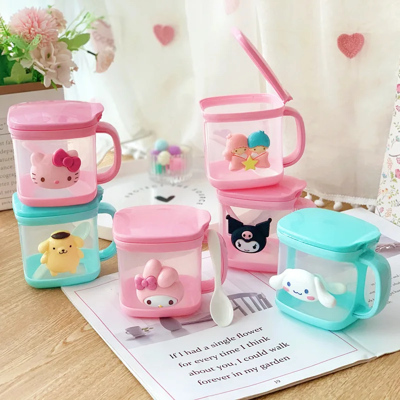 

Kawaii Sanrio Anime Seasonings Box Cute Hello Kitty My Melody Cinnamoroll Cartoon Msg Salt Sugar Jar with A Spoon Gift for Girls