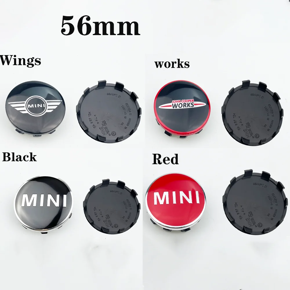 Tapas centrales de rueda ABS de 56 mm, 4 unidades, negras y rojas, para Mini Cooper One S JCW R56 R50 R53 R55 R57 R60 F54 F55 F56