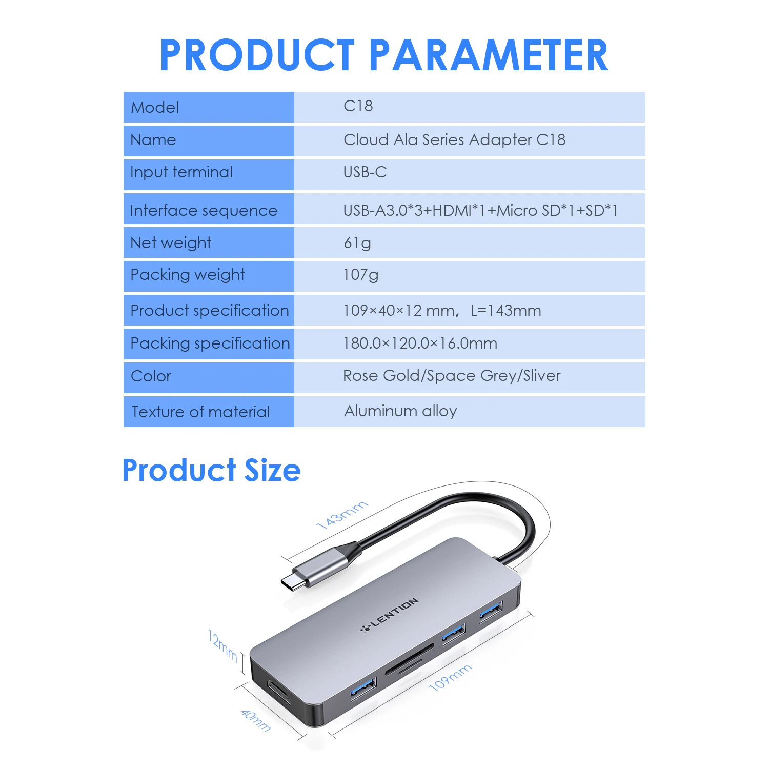 USB C Hub with 4K HDMI, 3 USB 3.0, SD/TF Card Readers for MacBook Pro 13/15/16, 2018 2019 Mac Air, Surface Book 2/Go, Chromebook images - 6