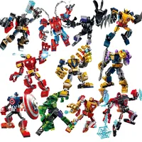 Marvel Avengers Superhero Action Figure Bricks Spider-Man Iron Man Wolverine Movable Building Block Toy Assembled Model Gifts 1