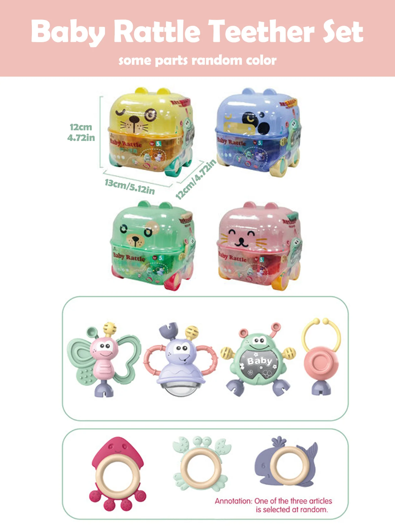 Set di Giocattoli Sensoriali per Neonati: Sonagli, Massaggiagengive, Giocattoli a Forma di Gatto, Regalo Educativo STEM per Bambini e Bambine - immagine 6