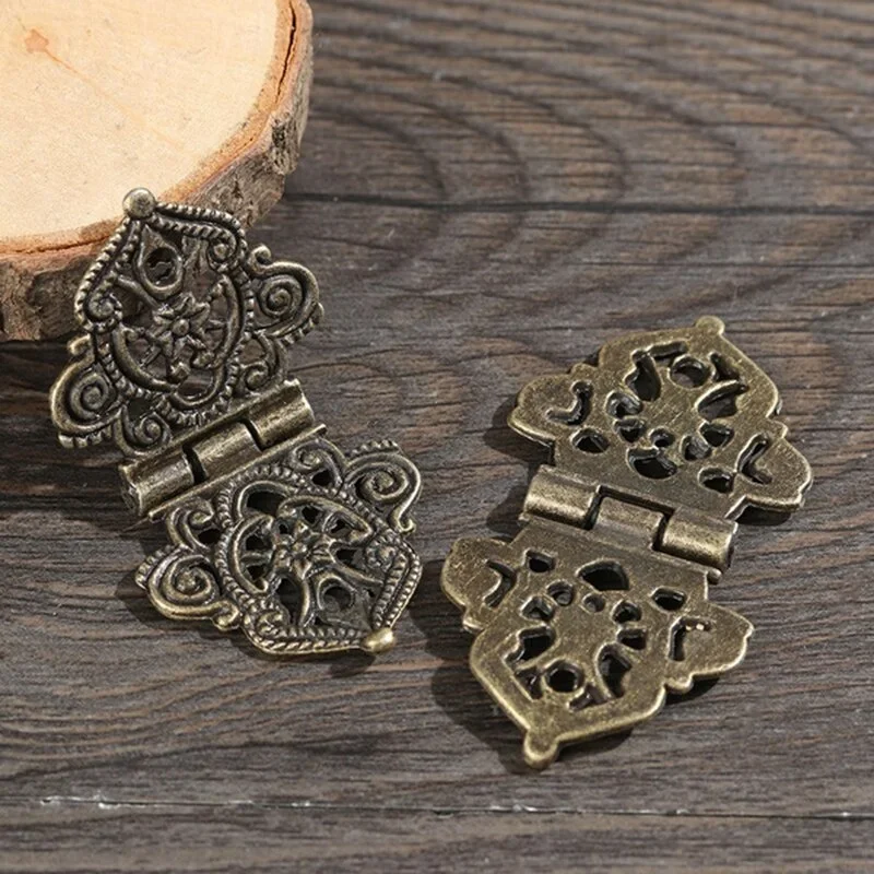 3PCS Vintage Alloy Hollow Flower Furniture Hinge 24*54mm