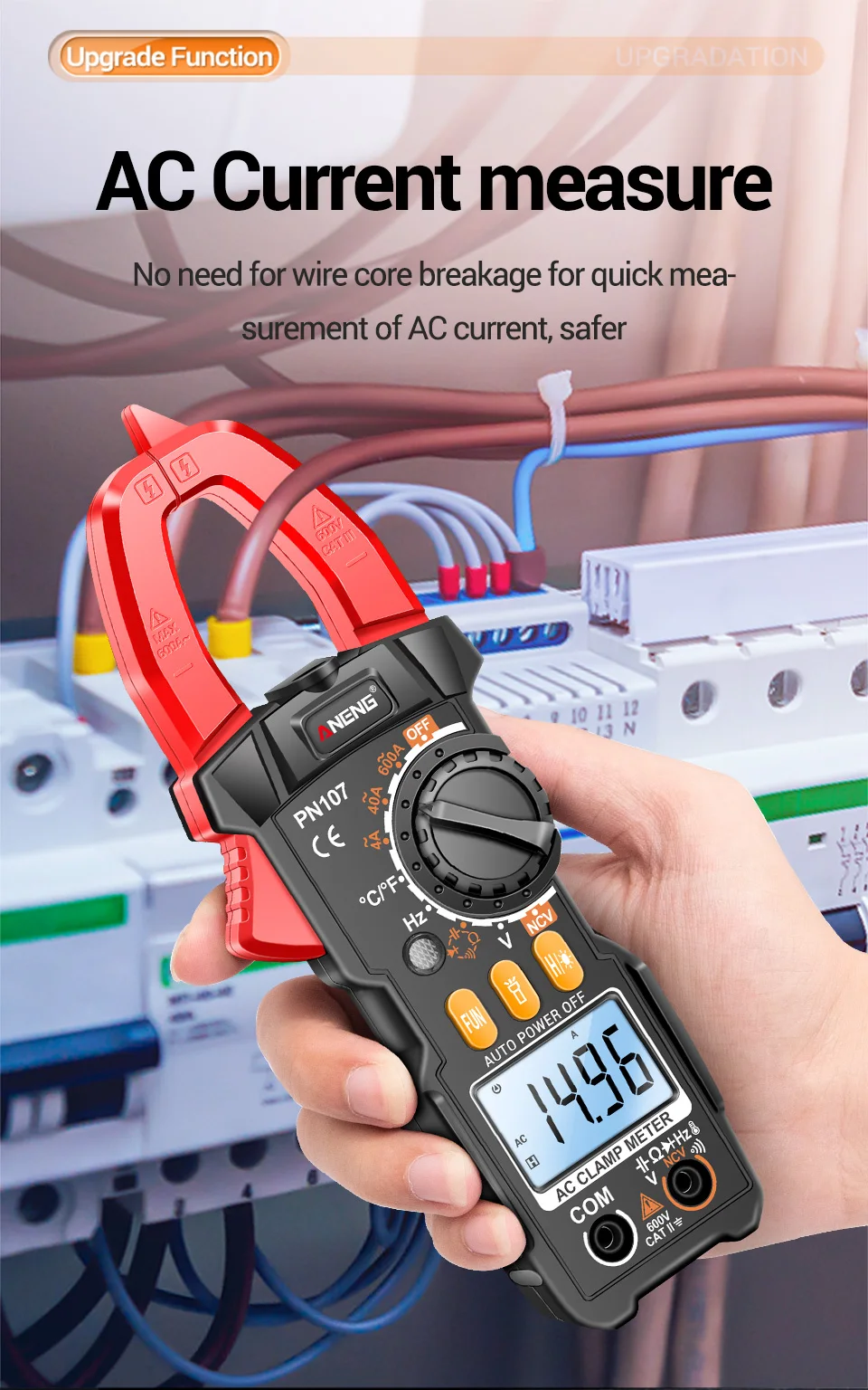 ANENG PN107 Zangenamperemeter VC1010 Spannungsprüfer-Set 4000 Anzeigen 200A AC/DC Strom NCV-Erkennung Elektrikerwerkzeuge – Detail 5