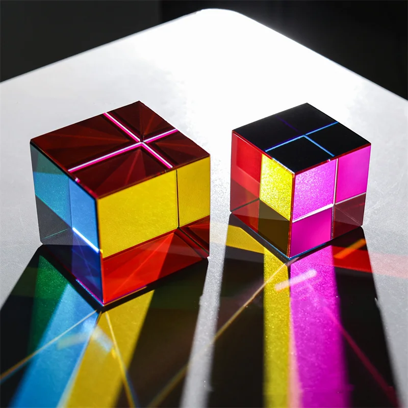 Color Cube Crystal Prism Desktop Toy Office Desk Ornament Toy Optical Equipment Scientific Experimental Materials Fun Toys