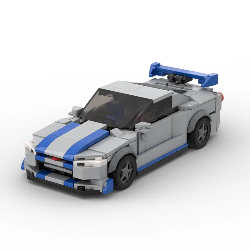 

MOC Nissan Skyline GT-R R34 скоростные чемпионы, супер спортивные автомобили, строительные блоки, набор кирпичей, детские игрушки, подарки для мальчиков и девочек