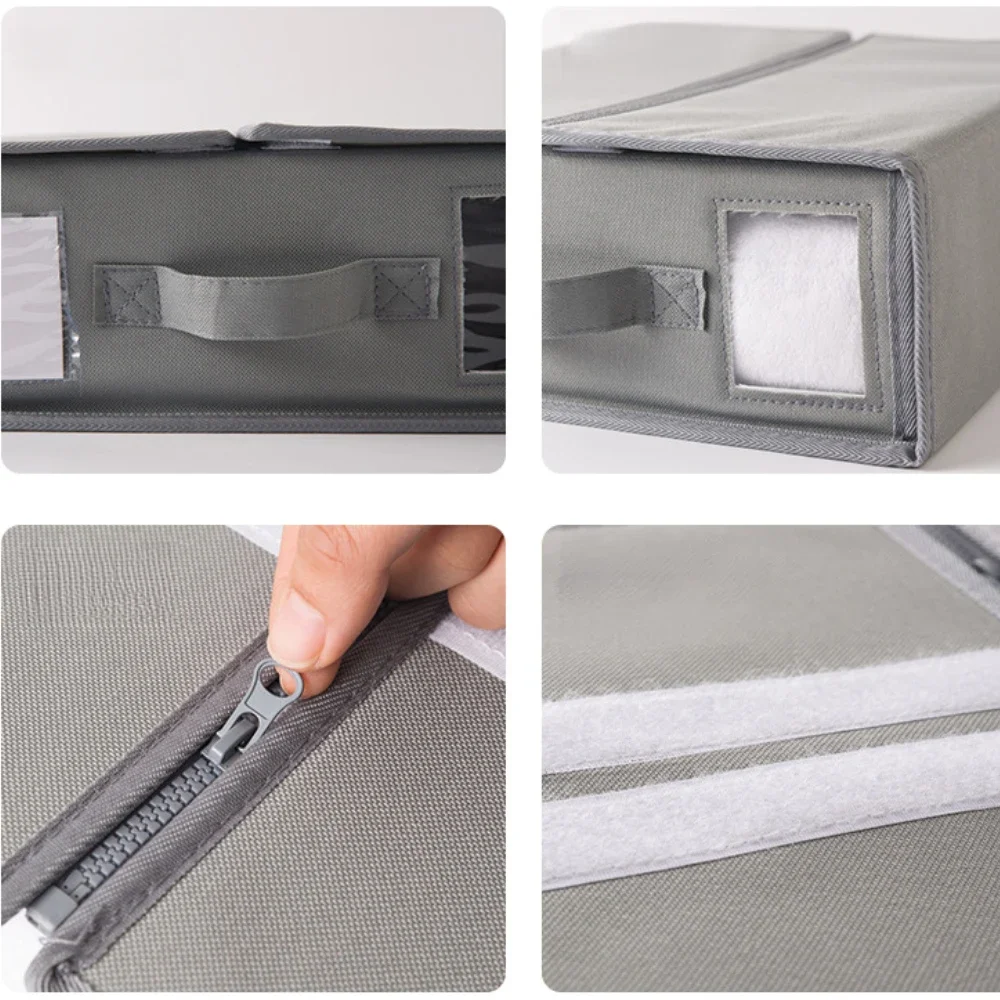 Clothing Storage Boxes Sheet Set Storage Box Fabric Folding Window Zipper Blanket Organizer Boxs Wardrobe Bed Clothes Organizer 6