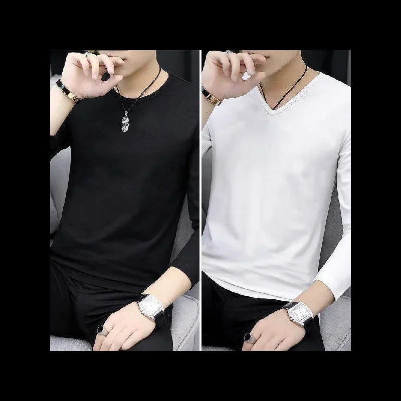 Round neck black + V-neck white