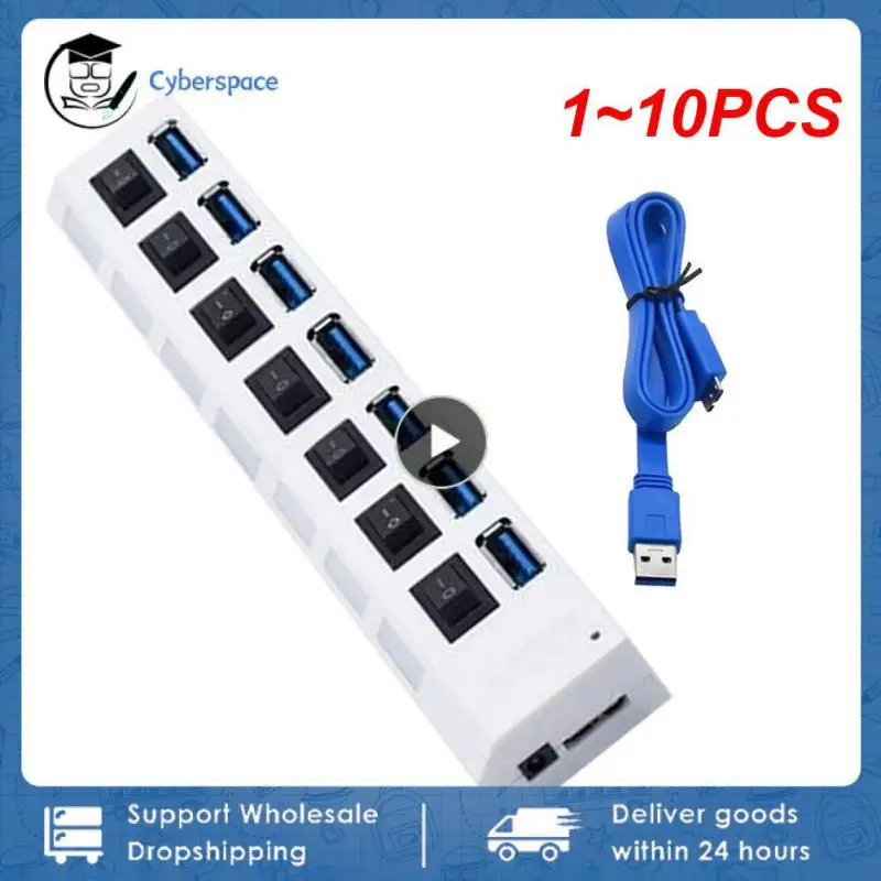 1 ~ 10Pcs 3.0 Hub Usb Hub 3.0 Multi Usb Splitter 3 Hab Usa Adattatore Di Alimentazione 7 Porte Multiple Expander 3.0 Usb3 Hub Con Interruttore Per Pc