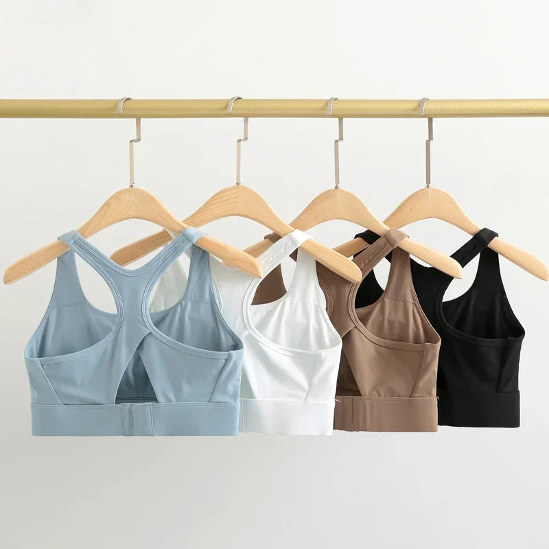 

Lulu Back Hook Closure High Impact Sports Bras Gym Wear Women Full Coverage Wirefree Padded Yoga Fitness Bras Workout Tank Tops