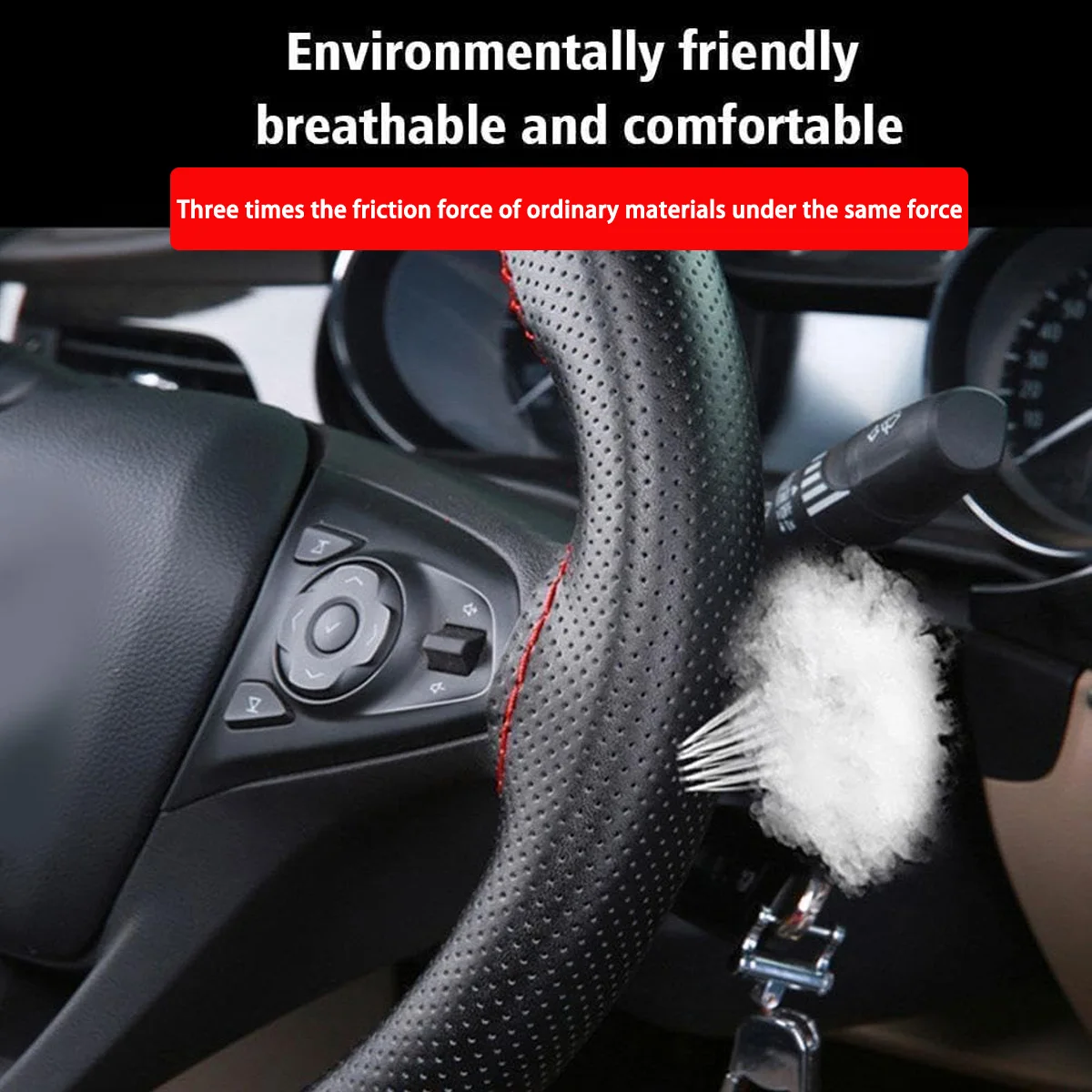 Deluxe PU Leather Anti-Slip Breathable Steering Wheel Cover