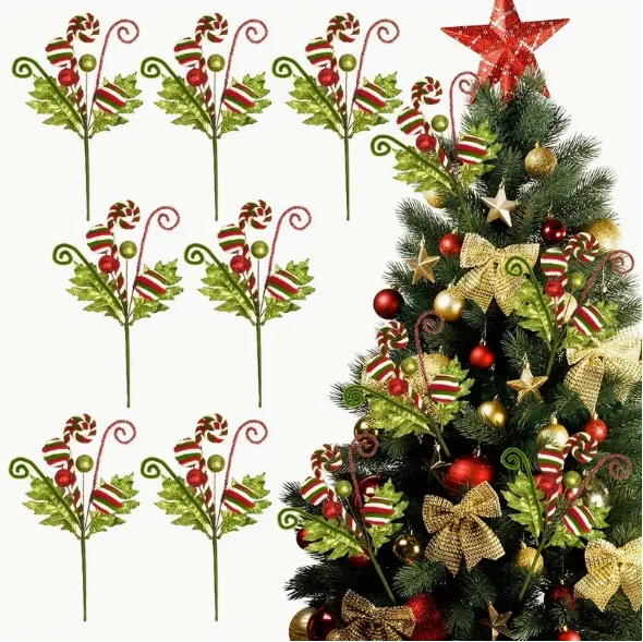 Christmas Tree Decoration Ornament With Gold Scallion Sparkling Pink Green Candy Twirling Christmas Dec For Party Home Supplies Christmas Tree Decoration