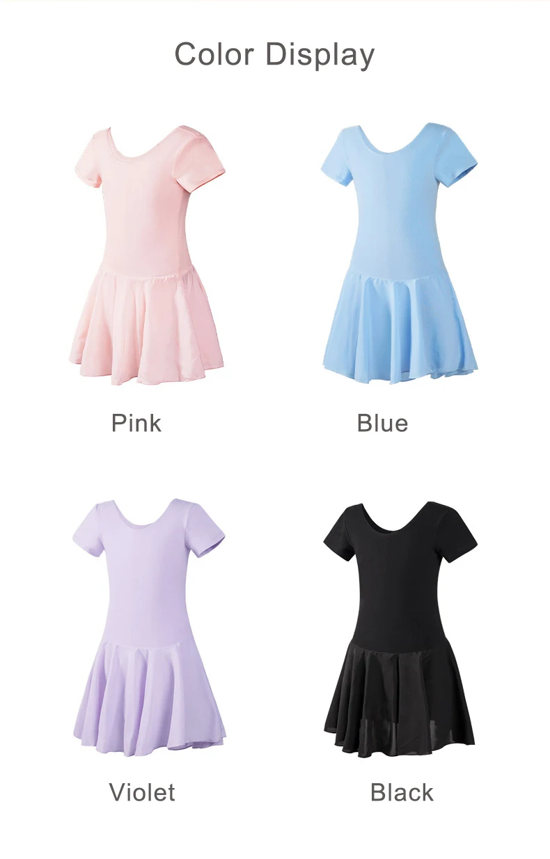 Mädchen-Ballett-Trikot mit Rock, mit Baumwolle gefüttertes Chiffon-Tutu-Kleid für Tanzübungen im Alter von 3–12 Jahren – Detail 6
