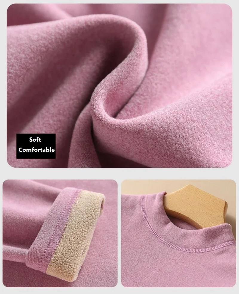Thermal Underwear Sets 2Pcs Winter Women Long Pants Thick Intimate Fleece Long-Sleeved Undershirts Large Size