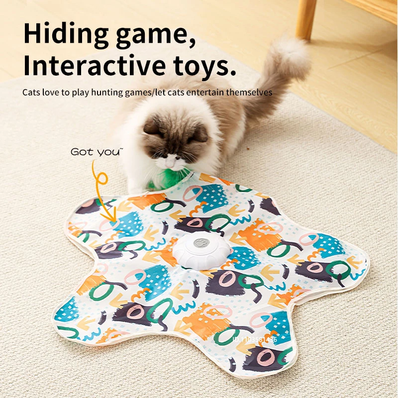 View of Pet Cat Toys Interactive Hide and Seek Cat Toy with Mouse Squeaky ...