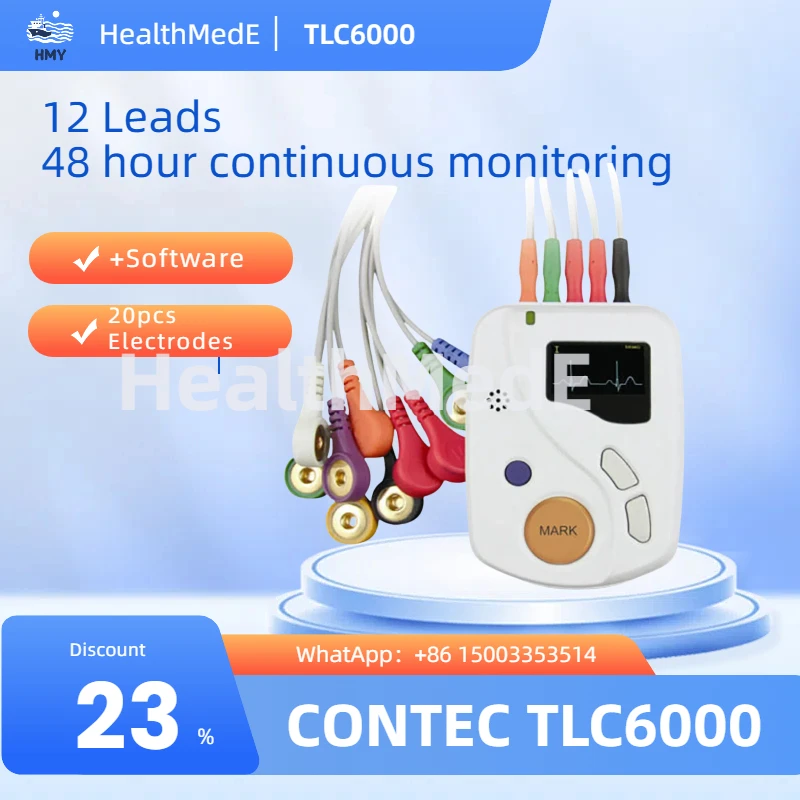 CONTEC Dynamic 12 Leads ECG Holter Systems 48 Hours Recorder,2GB Card,​Analyzer Software(Download Online) TLC6000