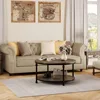 Round Coffee Table for Living Room Rustic Center Table with Storage Shelf Wood Circle Coffee Table , Easy Assembly 4
