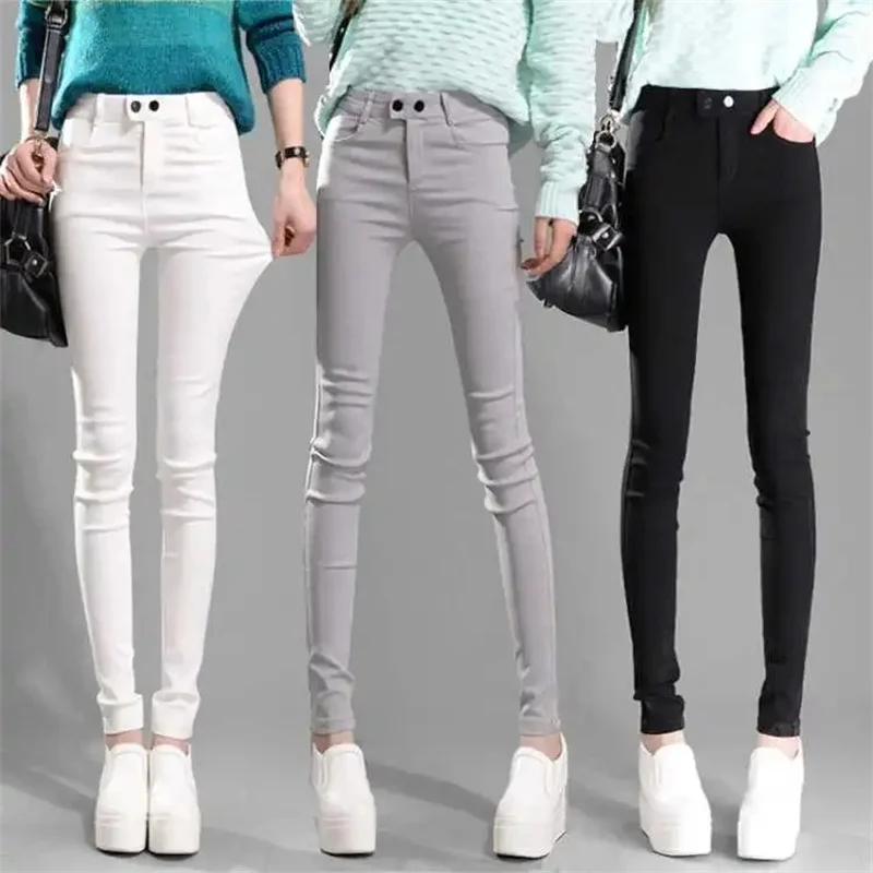 

Женские леггинсы, брюки, весна-осень 2024, новые белые брюки-карандаш, взрывные брюки с высокой талией, модные брюки для дам