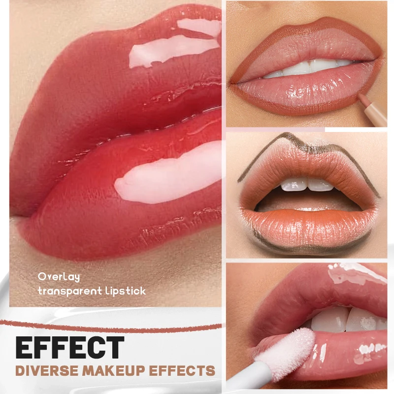 Two in one double head lipliner and transparent lip gloss, matte matte smooth lipliner, durable color locking 4