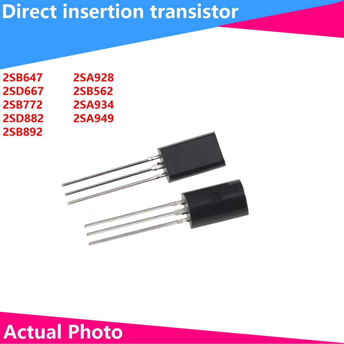 

20PCS transistor DIP 2SB647 2SD667 2SB772-P 2SD882-P 2SB892 2SA928 2SB562 2SA934 2SA949-Y