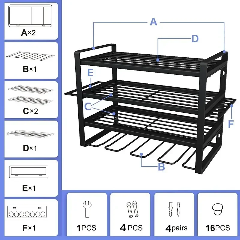 Power Tool Rack Electric Drill Holder Wall Mount Organizer Wrench Tool Workshop Screwdriver Storage Shelf Tool Organization 6