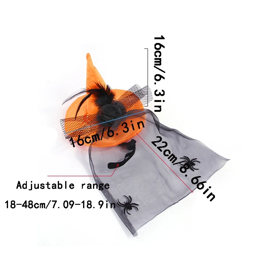 1pcs Halloween pet funny headgear, cat magic headgear, hat, black gauze, spider funny supplies