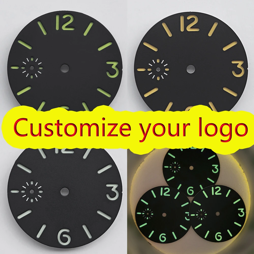 

36mm sandwich dial with green glow suitable for ETA6497/ST36 manual movement customized logo dial watch accessories