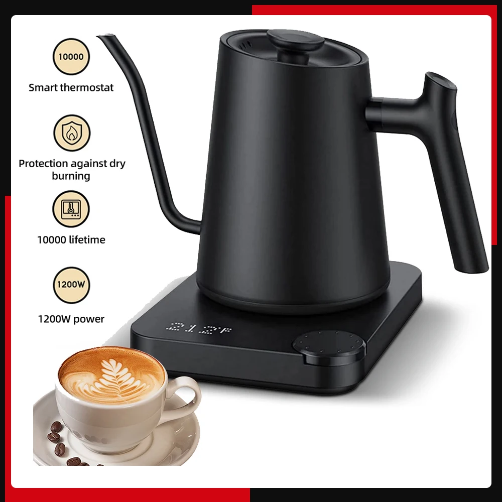 Schwanenhals Wasserkocher 0,9 l Temperatur regelung Edelstahl Innen heizung 1200w Wasserkocher Anti-Trocken schutz