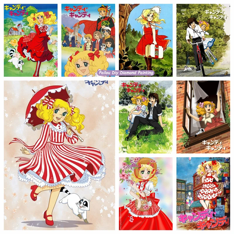 Diamond Painting Japanese Cartoon Anime Candy Candy Girl Flower Art Cross Stitch Kits Embroidery Picture Mosaic Craft Home Deco