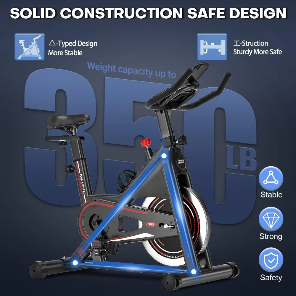 Exercise Bike, Near Silent Magnetic Resistance Stationary Bike, Indoor Cycling Bike with Comfortable Seat Cushion 3