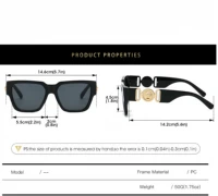 Lunettes de soleil tendance à monture carrée personnalisée avec tête de lion, pour hommes et femmes, style streetwear, anti-UV 2