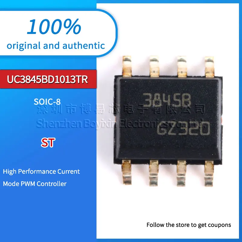 

Original genuine patch UC3845BD1013TR silk screen 3845B SOP-8 250KHZ 5V PWM controller