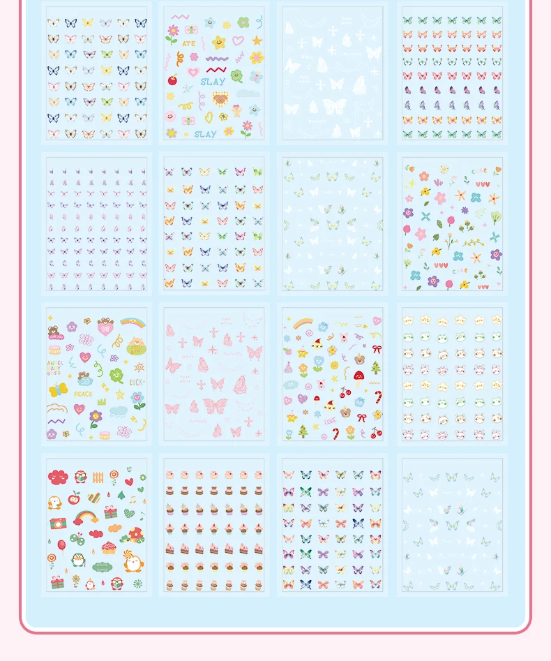 32sheets Kawaii Mini Sticker Die-cutting Sticker book Kpop Toploader Decorative Stickers Nail Sticker Set Stationery